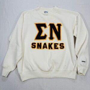 Vintage Bike Sigma Nu Snakes 80s Crewneck Sweatshirt White Large Made in USA